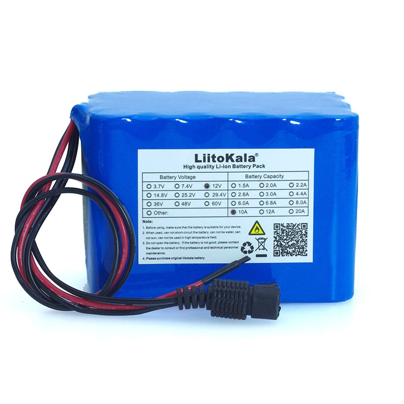 LiitoKala 100% Protection Large capacity 12 V 10Ah 18650 lithium Rechargeable battery pack 12v 10000 mAh capacity with BMS