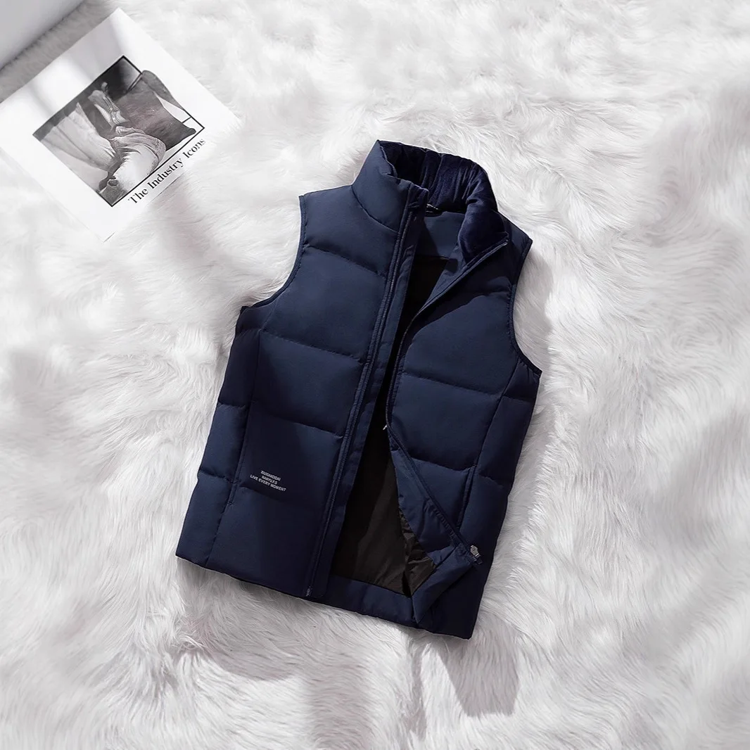 Chaleco de plumón de pato blanco grueso Unisex, chaqueta roja cálida con cuello levantado, chaleco de talla grande para hombres y mujeres, ropa informal de otoño e invierno