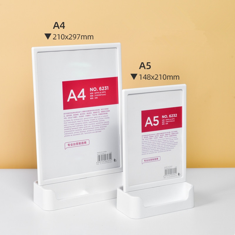 A4 T Shape Table Top Sign Holder 8.5 x 11 Display Stand Restaurants Menu Paper Card Holder Ad Frame