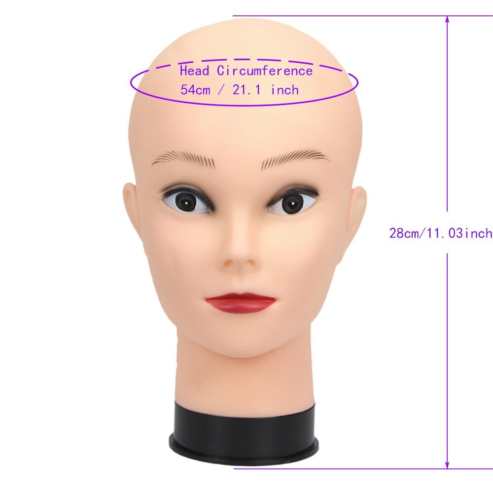 Bald Mannequin Head Stand Soft PC Really 3D eyes manikin head Wig holder for Wigs Display Hat Display Glasses Display: F
