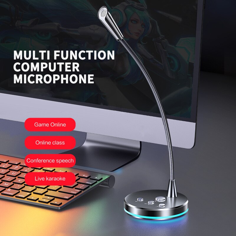 360°Adjustable USB Laptop Microphone Mini Studio Speech Microphone Stand Mic With Holder For Desktop PC Laptop Notebook Desktop