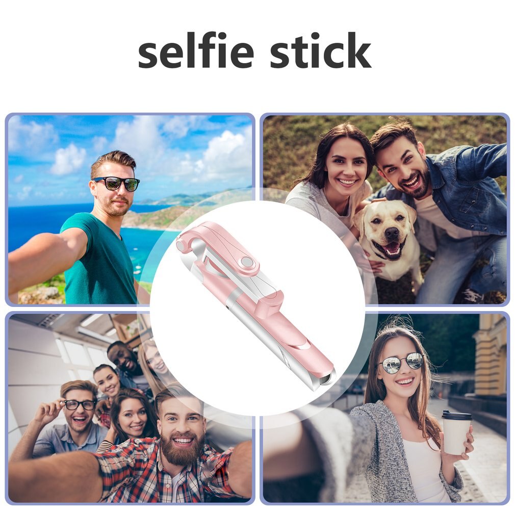 4 in kabellose selfie-sticks für mobiltelefone, universell einsetzbar, inklusive kabellosem selbstauslöser und stativ.
