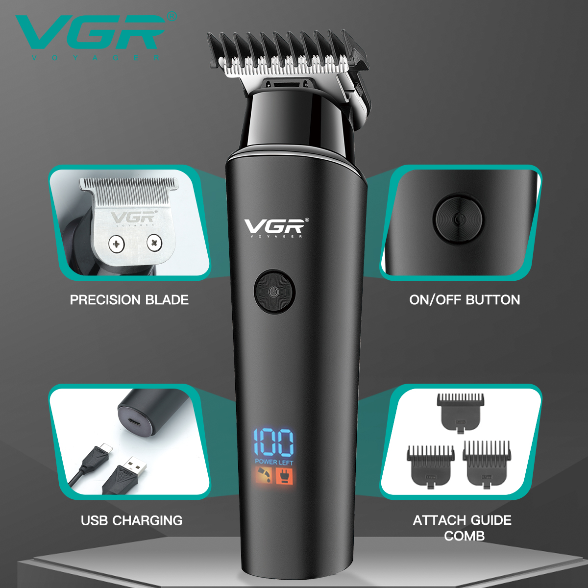 VGR Hair Cutting Machine Electric Hair Clipper Hair Trimmer Haircut Machine Cordless Barber Trimmer for Men V-937