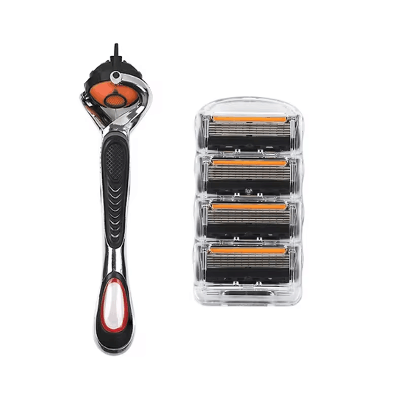 Rakhyvel för män, premium rakhyvel , 5-- lagers rakhyvel ansikte skägghår levereras med utbytbara blad , 5-- lagers refills: Silver-