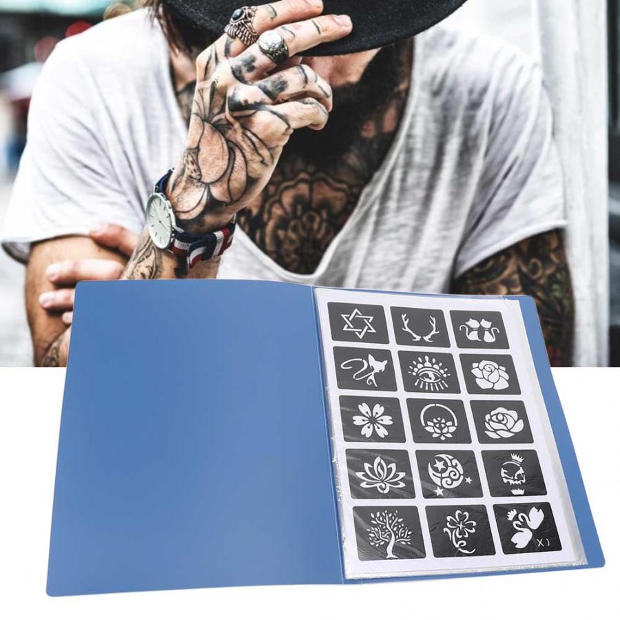 Stencil Paint Tattoo Stencil Airbrush Body Tattoo Exquisite Pattern Template Tool (Blue) Stencils For