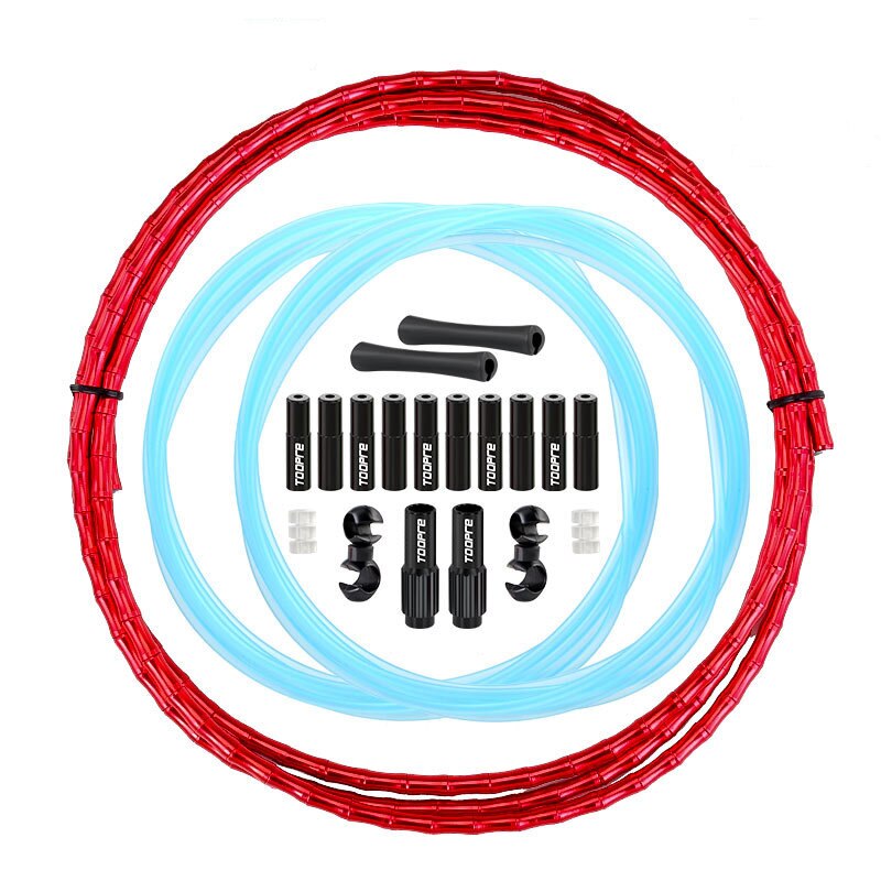 MTB Bike Outer Fishbone Tube Set Variable Speed Brake Cables Aluminium Alloy Road Bicycle Line Pipes Bicycle Brake Shift Parts: Red