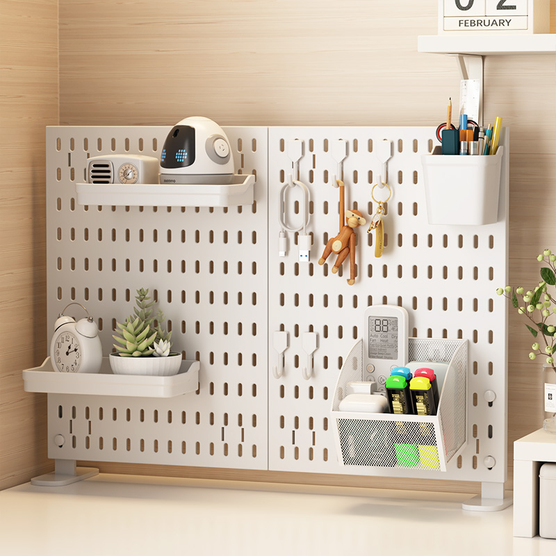 A desk - top storage pegboard for office stationery. Multiple accessories allow for freely - combined vertical display racks.