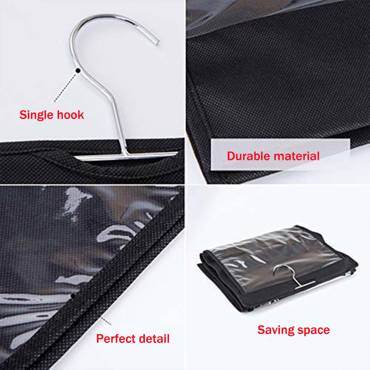 8 Pocket Handbag Storage Bag Purse Tote Bag Folding Hanging Clear Double-Sided Foldable Wardrobe Organizer Closet Hanger