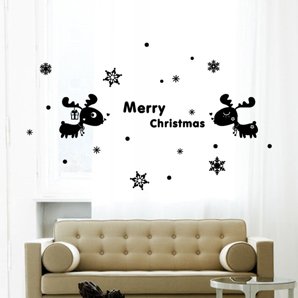 Year White deer Window Stickers Christmas Wall Stickers Snow Christmas Decoration Bedroom PVC electrosta Wallpaper stickers