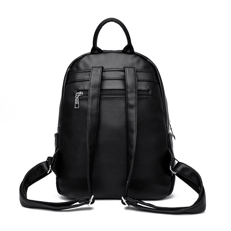 Preppy Stijl Pure Kleur Rugzak Voor Vrouwen Waterdichte Pu Lederen Grote Packbag Vrouwelijke Elegante Trendy Bagpack Sac A Main