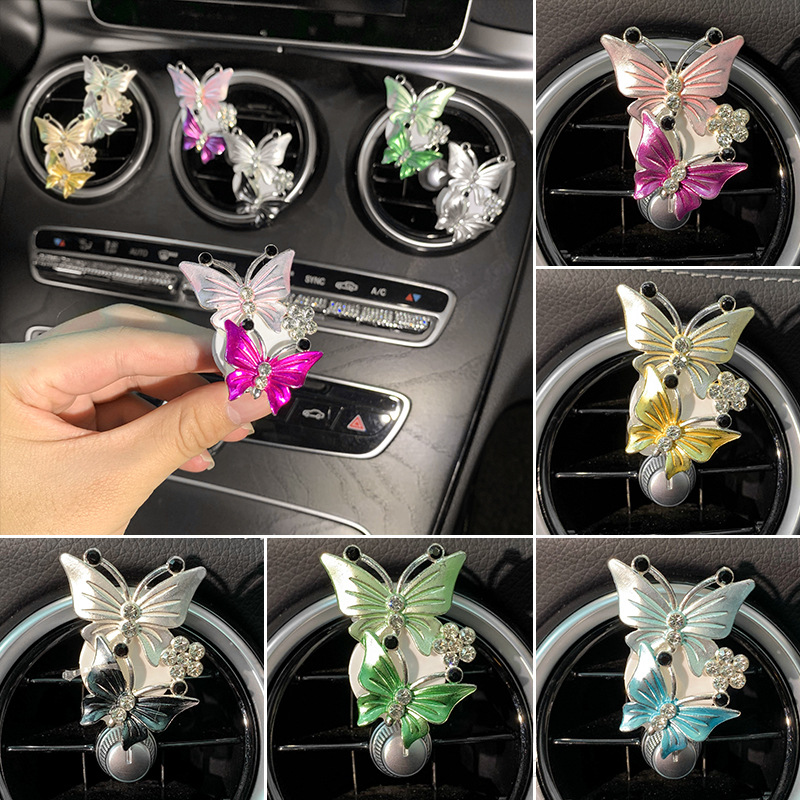 Air Freshener Butterfly Car-styling Car Perfume Natural Smell Air Conditioner Butterfly Diamond Aromatherapy Decoration Clip