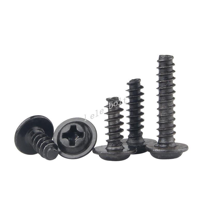 M3 Phillips Screw PWB Round Head With Washer Self- tapping Screw Black Plated PWB Screw