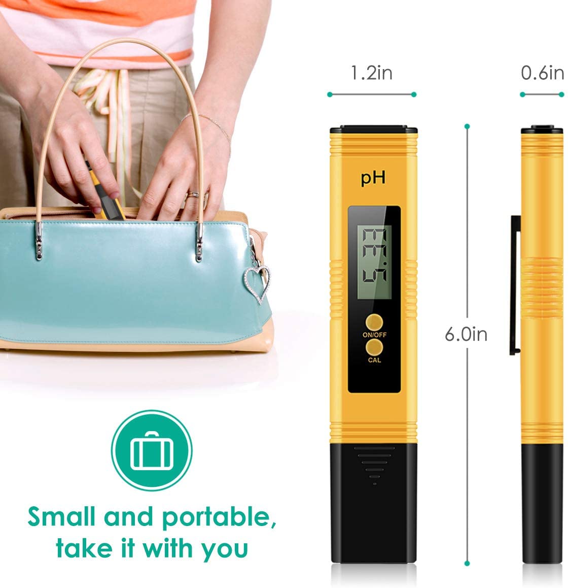 Medidor de PH Digital LCD de alta precisión, probador de agua para agua, comida, acuario, piscina, hidropónica, tamaño de bolsillo, 0-14 PH 0,01