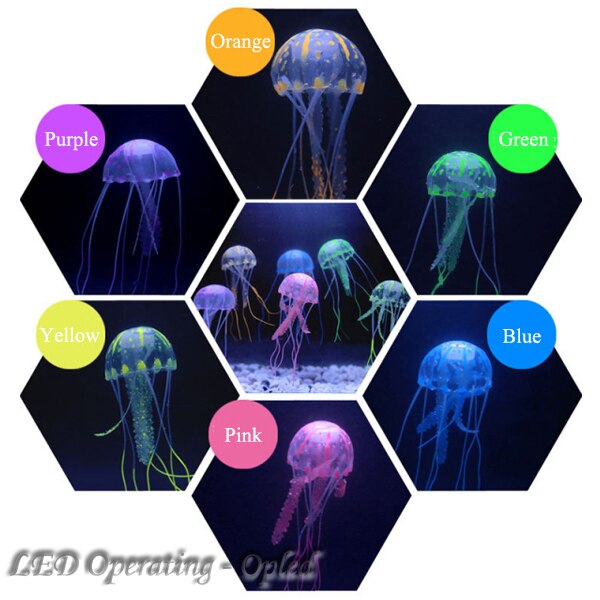 Super para acuario, medusas artificiales de silicona de colores suaves, peces de gelatina flotantes fluorescentes, seajelly