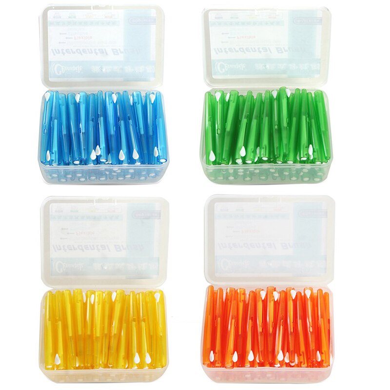 60 Pcs Multiple Specifications Interdental Brush Orthodontic Wire Brush Oral Care Toothpick Home Push-Pull Interdental Brush