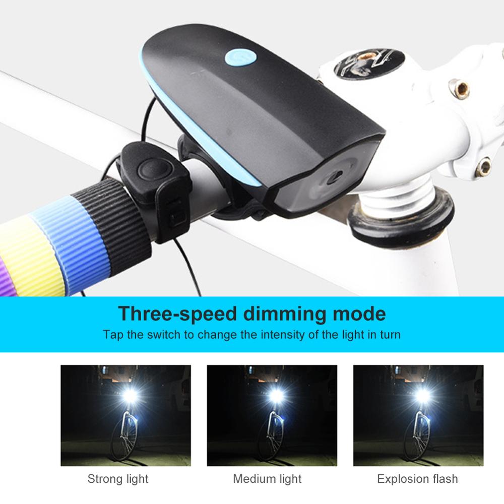 2 In 1 Led Fiets Licht Met Elektrische Bel Trembler Buzzers Hoorn Schakelaar Fietsen Fiets Lamp Batterij Ingebouwde usb Opladen