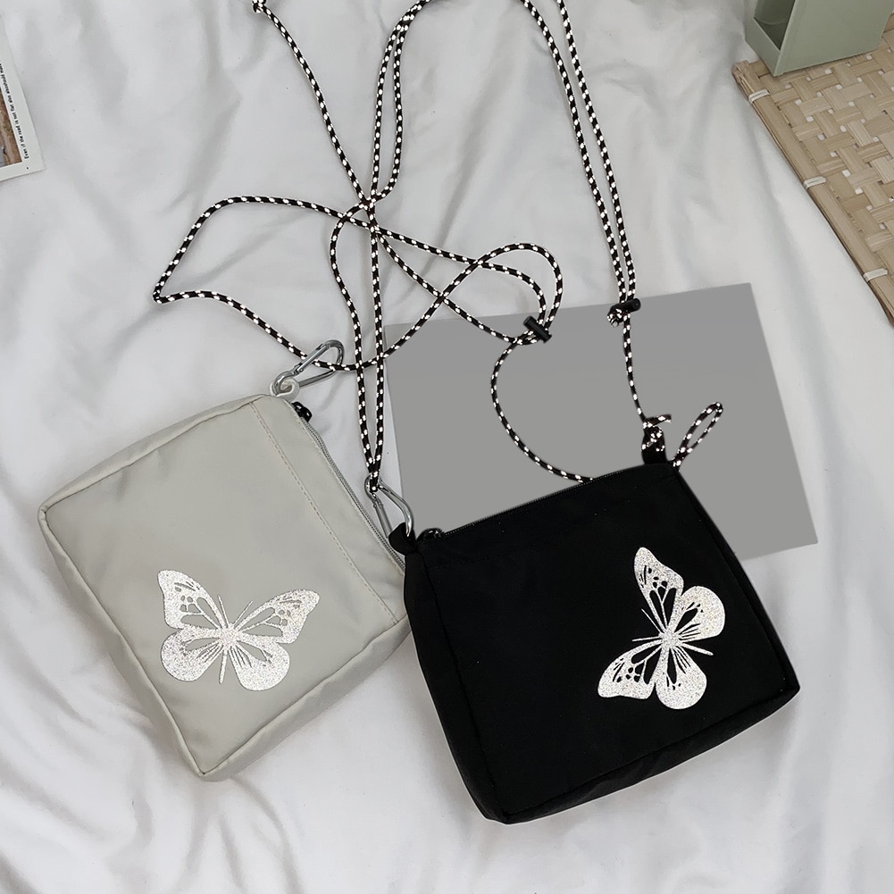 Casual Streetwear Crossbody Bag Women Butterfly Reflective Small Shoulder Pouch Popular Simple Female Daily Bag