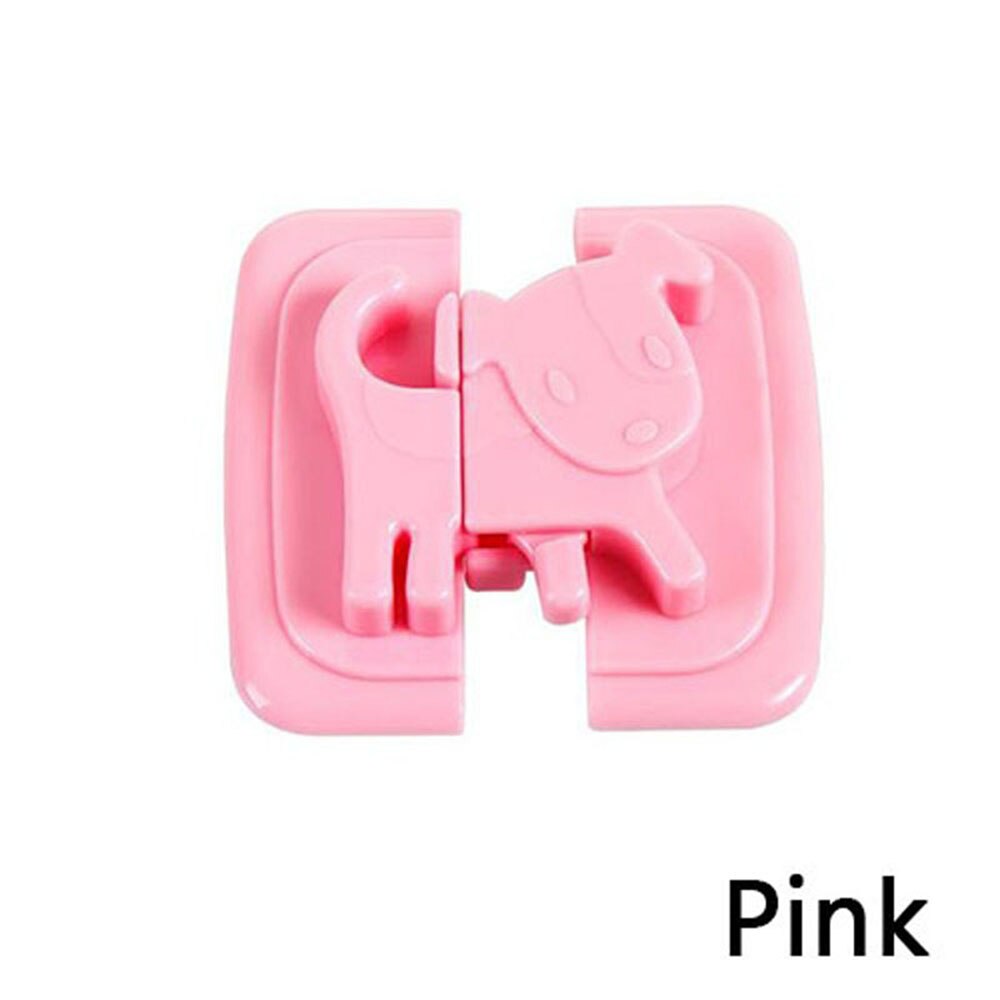 1pcs Adhesive Plastic Safe Cartoon Refrigerator Lock Cute Dog Shape Cupboards Cabinets Drawer Lock Kids Care Protection: Pink