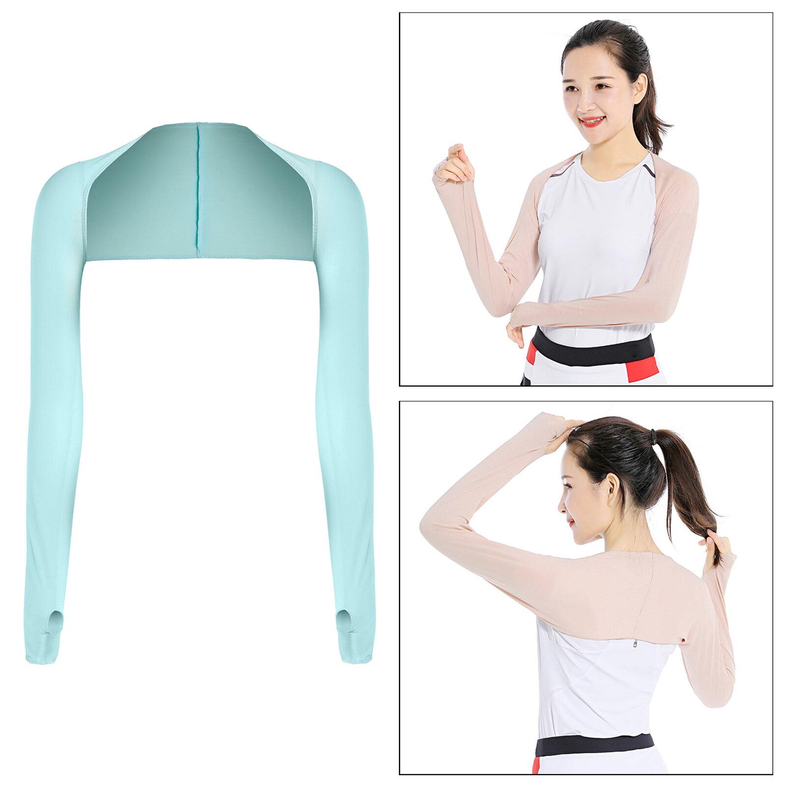 Cooling Shawl Arm Sleeves UV Protection Sun Protector with Finger Hole for Women Men Golfing Riding Outdoor Activities Accs: Sky Blue