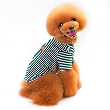 Disfraz de perro de algodón a rayas, camiseta de perro, ropa para mascotas, ropa bonita: Verde claro / L