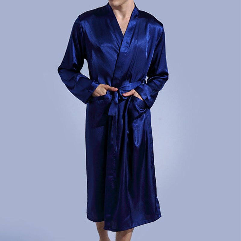 Albornoz de verano y otoño para hombre, ropa de dormir de talla grande estilo fino, 8XL, 7XL, 6XL, busto, 138cm: Azul / 4XL