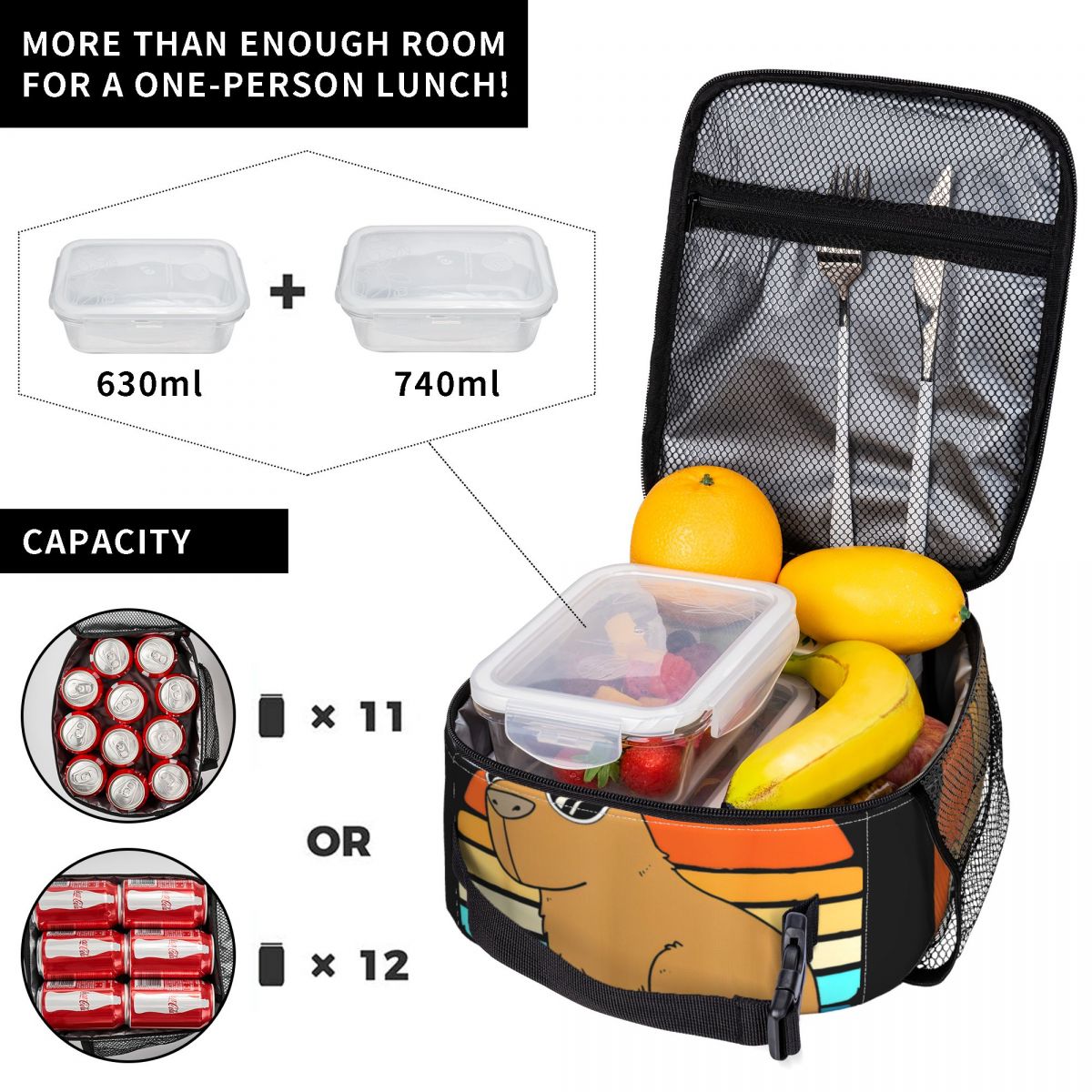 Don't Worry Be Capybara Insulated Lunch Bags Portable Reusable Cooler Bag Tote Lunch Box College Picnic Bento Pouch
