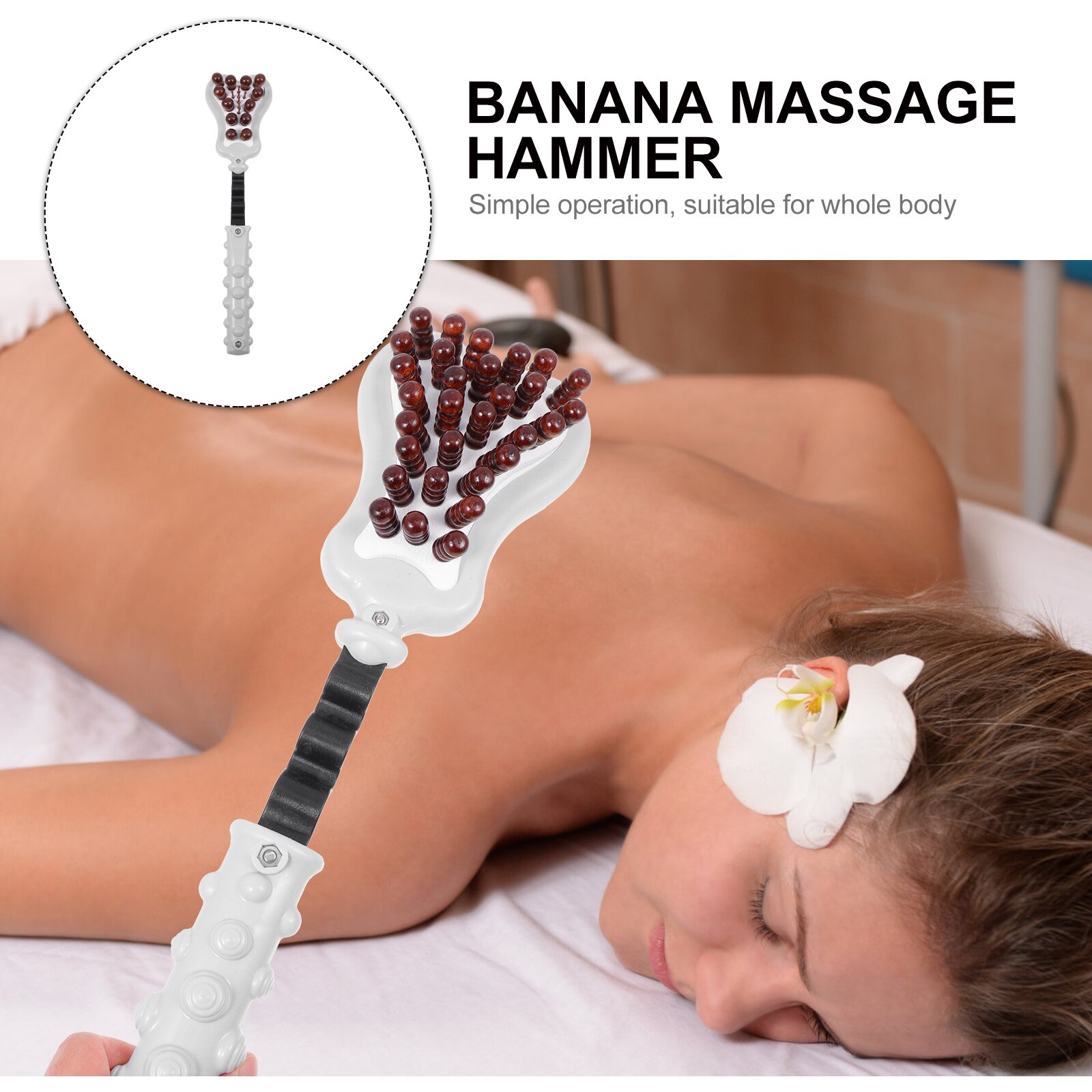 1Pc Portable Wooden Tool Double Side Hammer Back Tool(White)