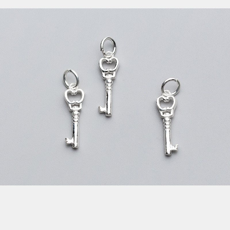 UQBing 100% 925 Sterling Silver Heart Key Pendant Charms For DIY Necklace Jewelry Making Findings Crafts Accessories