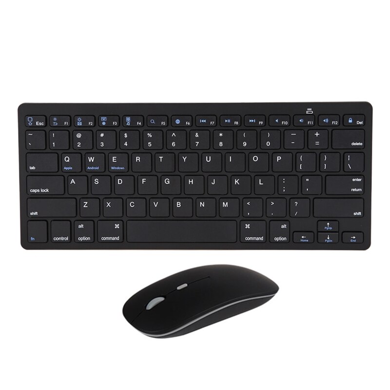 2.4G Wireless Ultra Thin Full Size Silent Keyboard Mouse Set for Notebook Laptop: BLACK-Russian