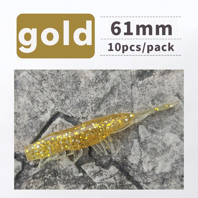ANKIKEDI-Señuelo de Pesca de Silicona Blanda Similar a una Gamba, Cebo para Pescar Lubina, Carpa o Lucio, Ideal para Usar desde Roca: Gold