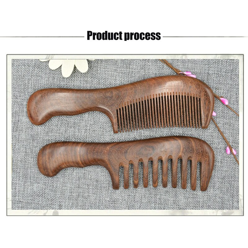 Sandalwood Wide Tooth Comb Curly Hair Portable Coarse Tooth Wooden Comb Hair Massage Tool