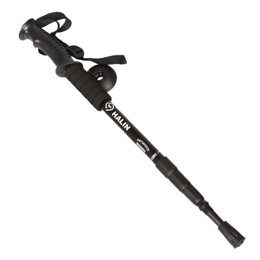 Hiking Pole Trekking Sticks Four straight grips uphill Handle Cane Basto De Caminhada Wandelstok Opvouwbare Bastones nto: Black