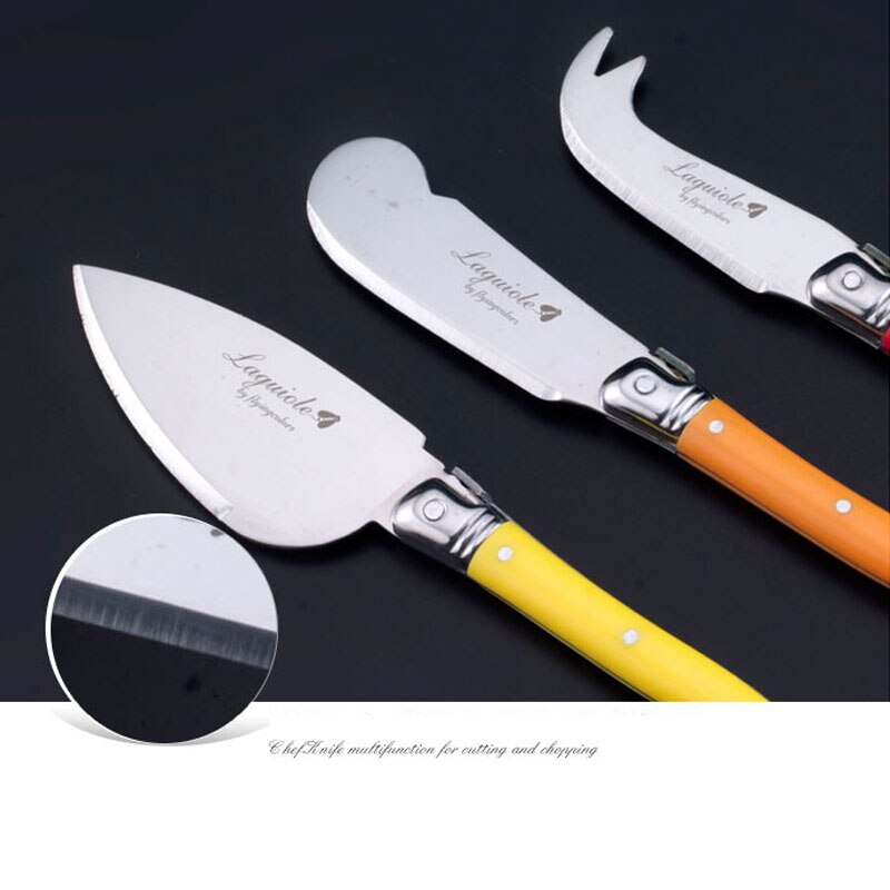 Laguiole stil 3- stykke osteknive spreder m/ flerfarvede håndtag syltetøjssmør kniv sæt i trækasse  lg06