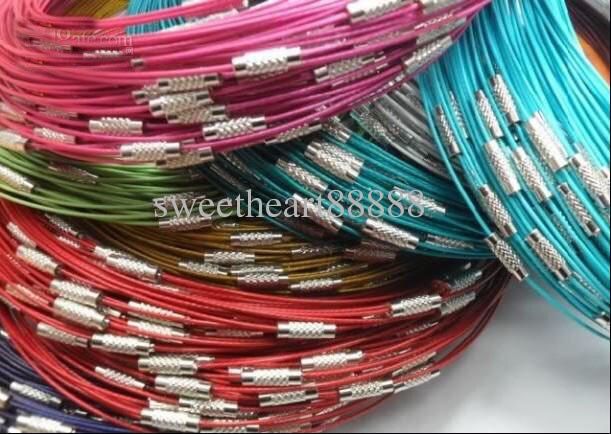 Neue 100 stücke Gemischt Multi Farbe Edelstahl Draht Schnur Halsketten Ketten Schmuck 18 "Longth Schmuck DIY