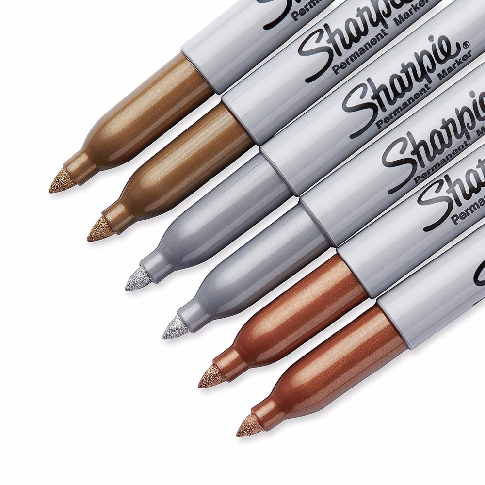 Sharpie 1,0mm Silber Gold Bronze Feine Punkt Öl Metallic Permanent Marker Schreiben Auf Licht und Dark Oberfläche Papier Metall glas