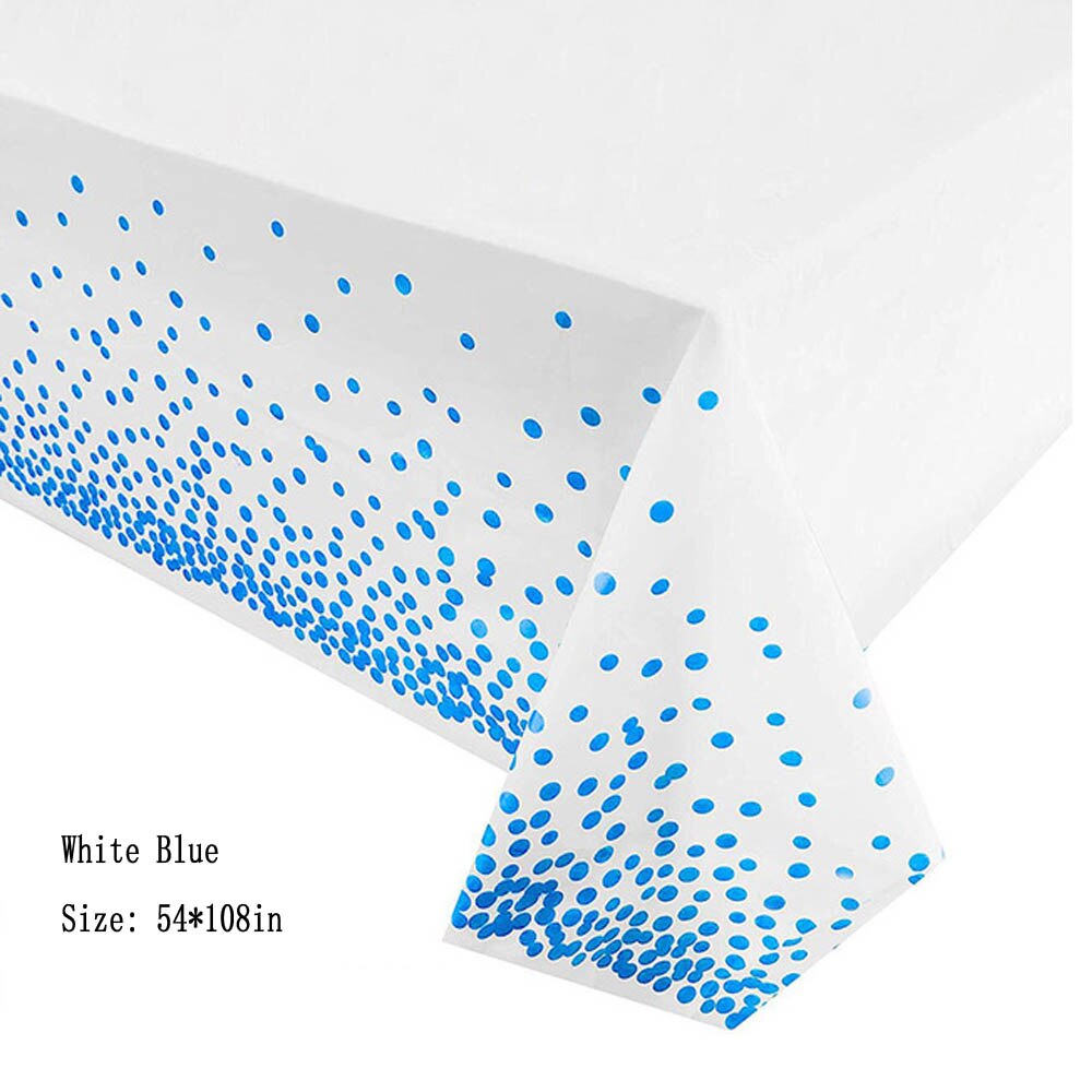 Gelukkige Verjaardag Feestartikelen 54X108 In Roze Stip Confetti Tafelkleed Wegwerp Tafel Cover Bruiloft Decoratie: White blue
