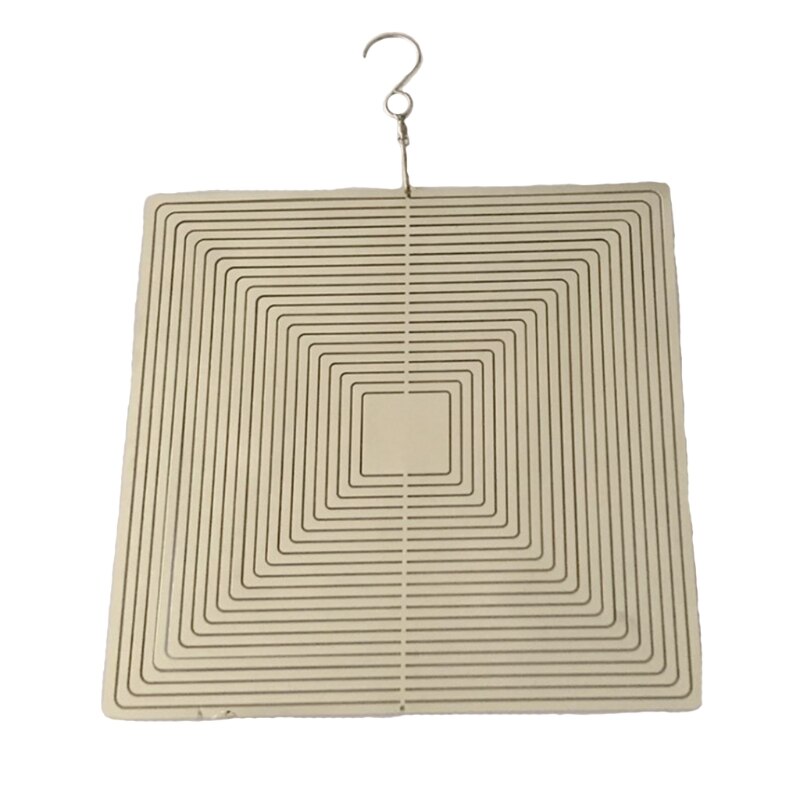 3D Hanging Wind Spinner Stainless Steel Metal Sculptures Silver Water Droplet Square Indoor and Outdoor Flowing-Light: B