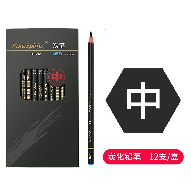 Student Art Drawing Soft Medium Hard Charcoal 2B 4B 6B 8B 10B12B 14B Charcoal and Ink In One Matt Sketch Art Pencil: Medium charcoal