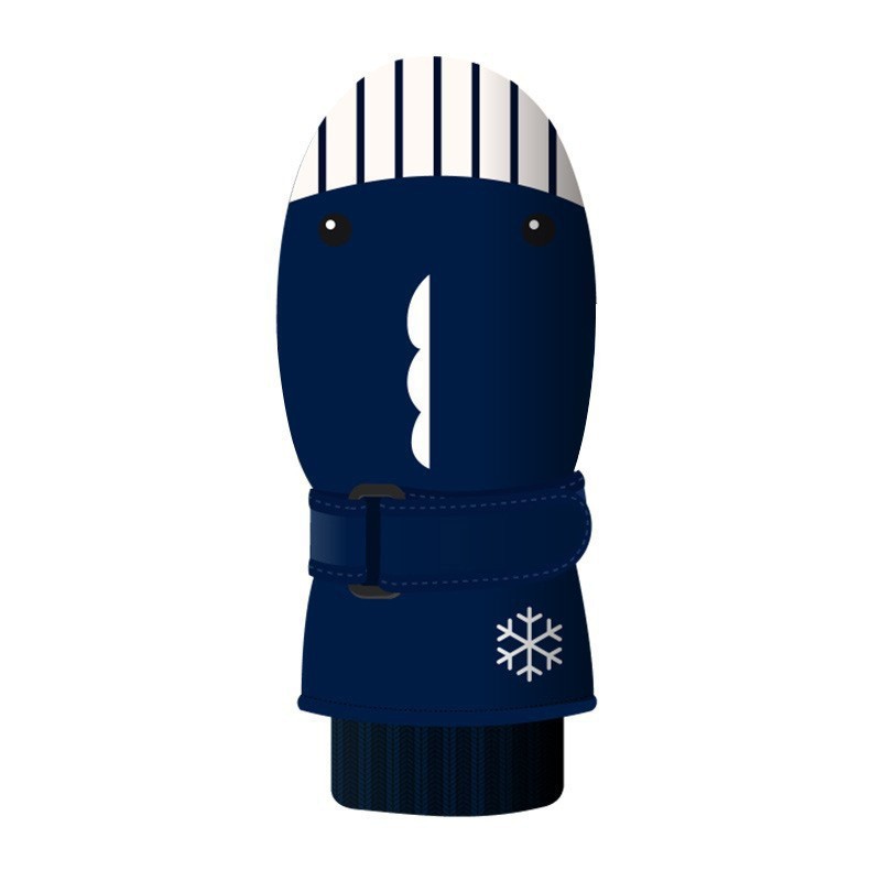 Guantes de esquí para niños, manoplas de invierno a prueba de viento, impermeables, gruesas, cálidas, antideslizantes, para ciclismo, escalada, al aire libre, manoplas cálidas de dibujos animados: navy shark2
