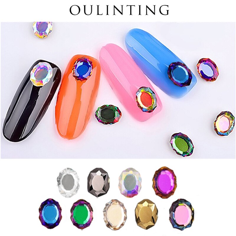 8x10mm Magic Mirror Nail Art Rhinestone Double Plane Crystal K9 Glass 3D Fingernail DIY Decoration Accessories