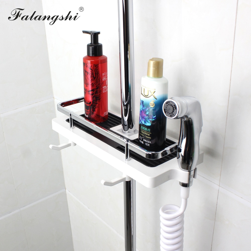 Bathroom Shower Storage Rack Holder Organizer ABS Plastic Bathroom Shelves With Hooks Shampoo Holder Shower Head Holder WB8009