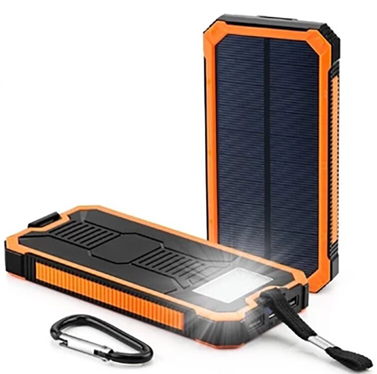 Solar Tragbare Wasserdichte Tragbare Power Bank 10000 MAh für Alle Smart Handy Akku Power Schnelle Lade Externe Batterie LED: Orange