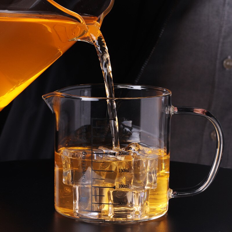 Food Grade Borosilicate Glass Measuring Cups with lid Pot Kettle Kitchen Accessories Measuring Milk Clear Glass Cup Cook Scale