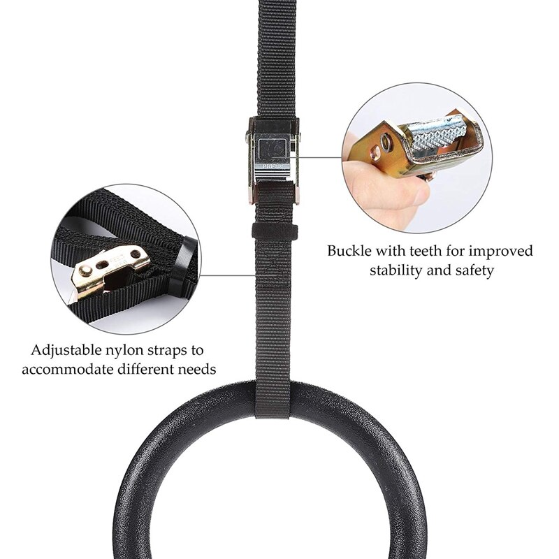 Gymnastic Rings Pull-Up Fitness Gym Rings with Adjustable Straps for Strength Training Workout