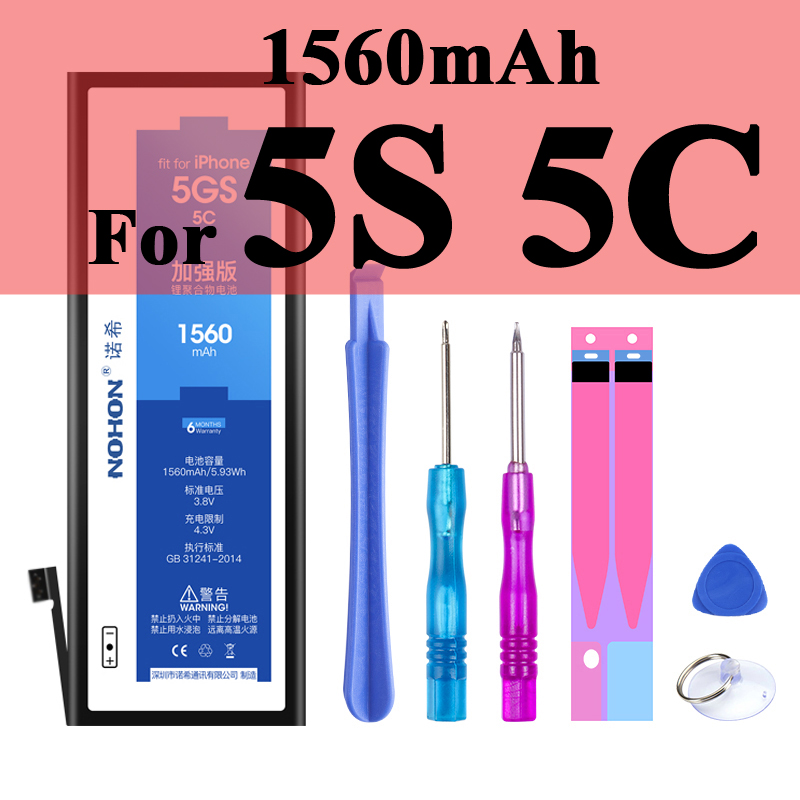 Nohon Battery For Apple iPhone 7 8 Plus 5s 5c X Xr Xs Max 7Plus 7P 8P iPhone7 1560-3360mAh Bateria +Tools For iPhone 5s 8 7 Plus