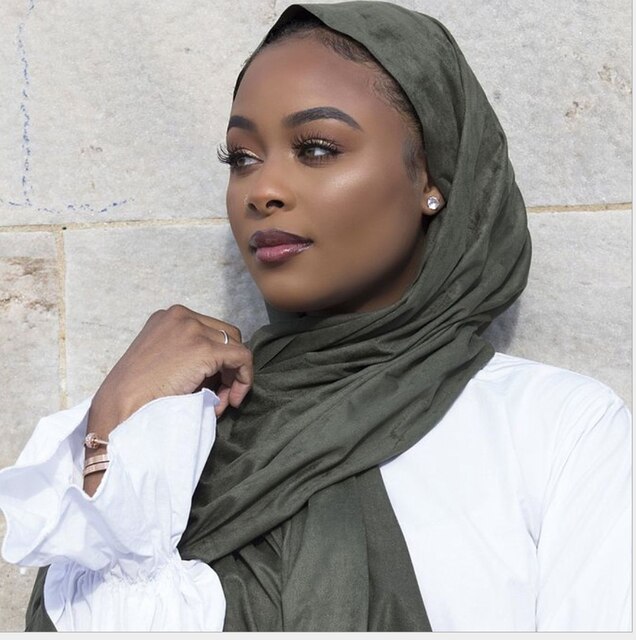 European and American Suede Hijab Autumn and winter single color Suede pure color turban Malaysia Suede long scarf: 2