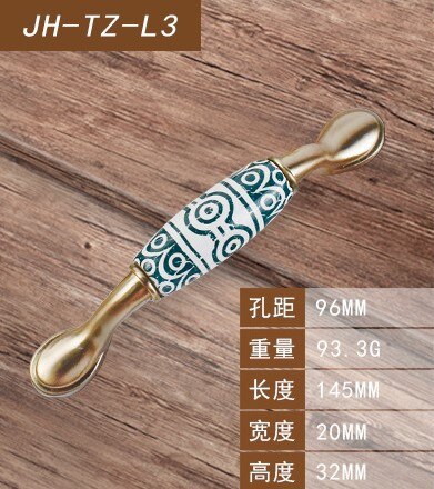 Floral Pattern Ceramic Drawer Pulls Kitchen Door Cabinet Handles Knobs and Pulls Decoration Furniture Hardware: L3-hole 96mm