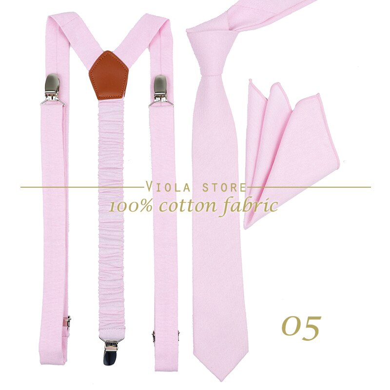 Pfirsichblau-lavendelfarbenes, einfarbiges baumwoll-set mit 2.5cm hosenträgern und 6cm krawatten, krawattenhalter, einstecktuch, verstellbarem riemen, hochzeitsaccessoire: Nr . .05