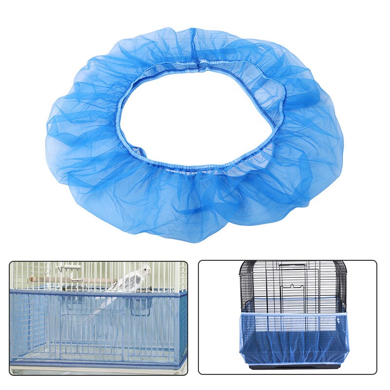 Nylon Mesh Bird Cage Cover Shell Skirt Net Airy Mesh Parrot Bird Cage Net Easy Cleaning Seed Catcher Guard Bird Cage Accessories