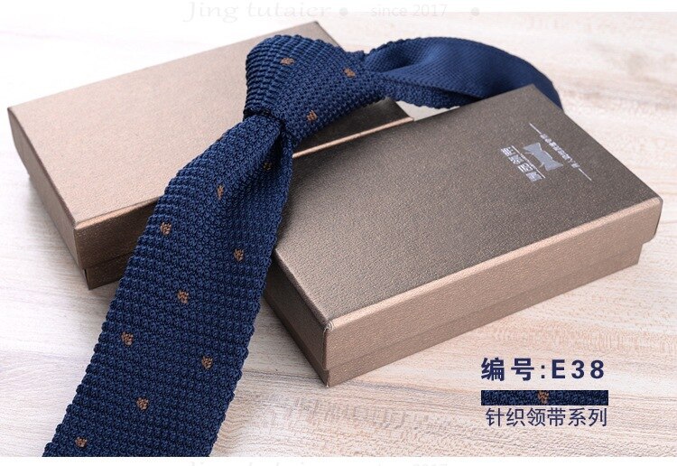 GUSLESON 6cm Slim Knit Tie for Men Business Leisure Skinny Necktie Burgandy Colorful Striped Dots Weave Ties: 38